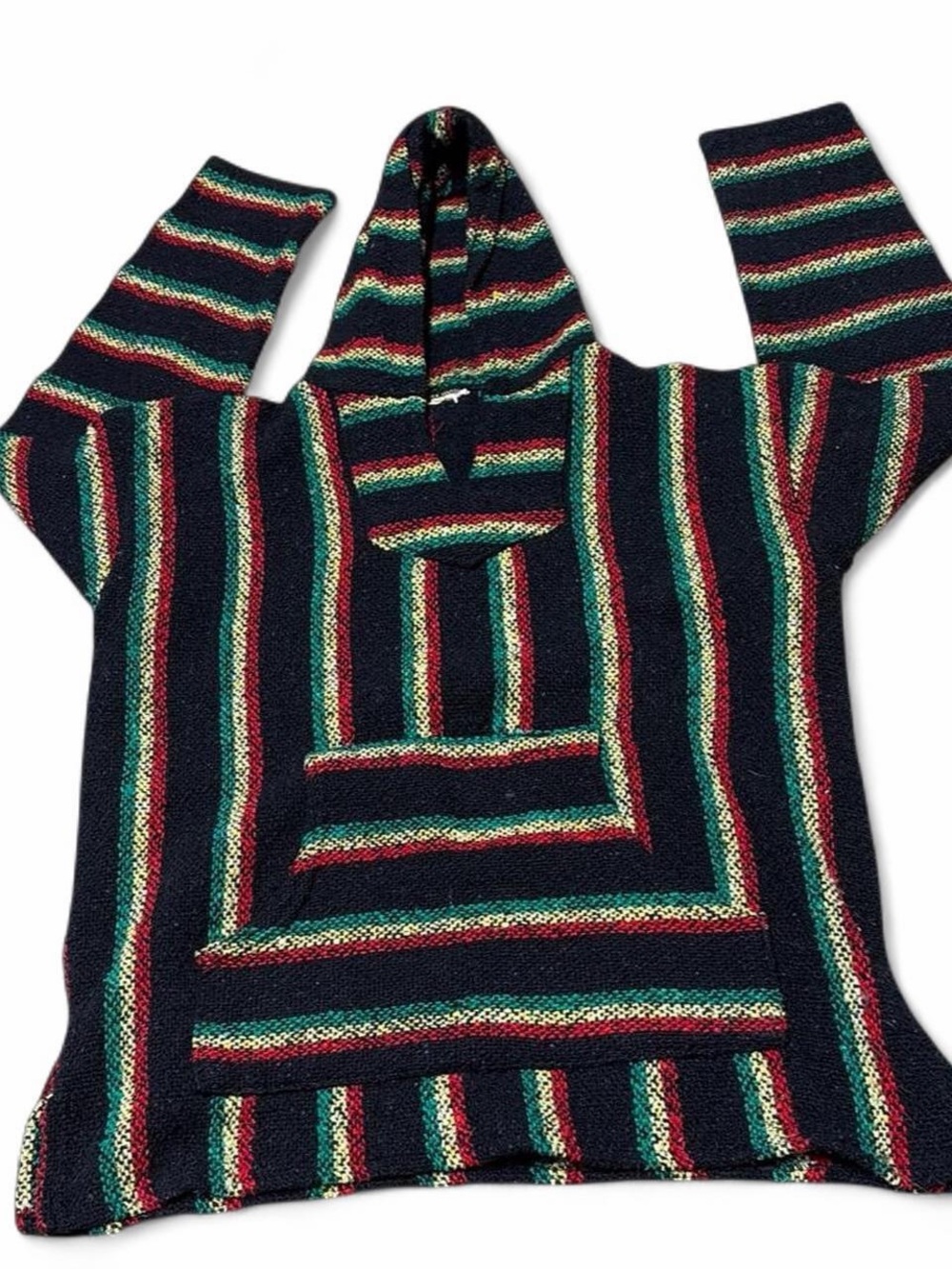 Striped Hooded Sweater - Navy, Green & Red